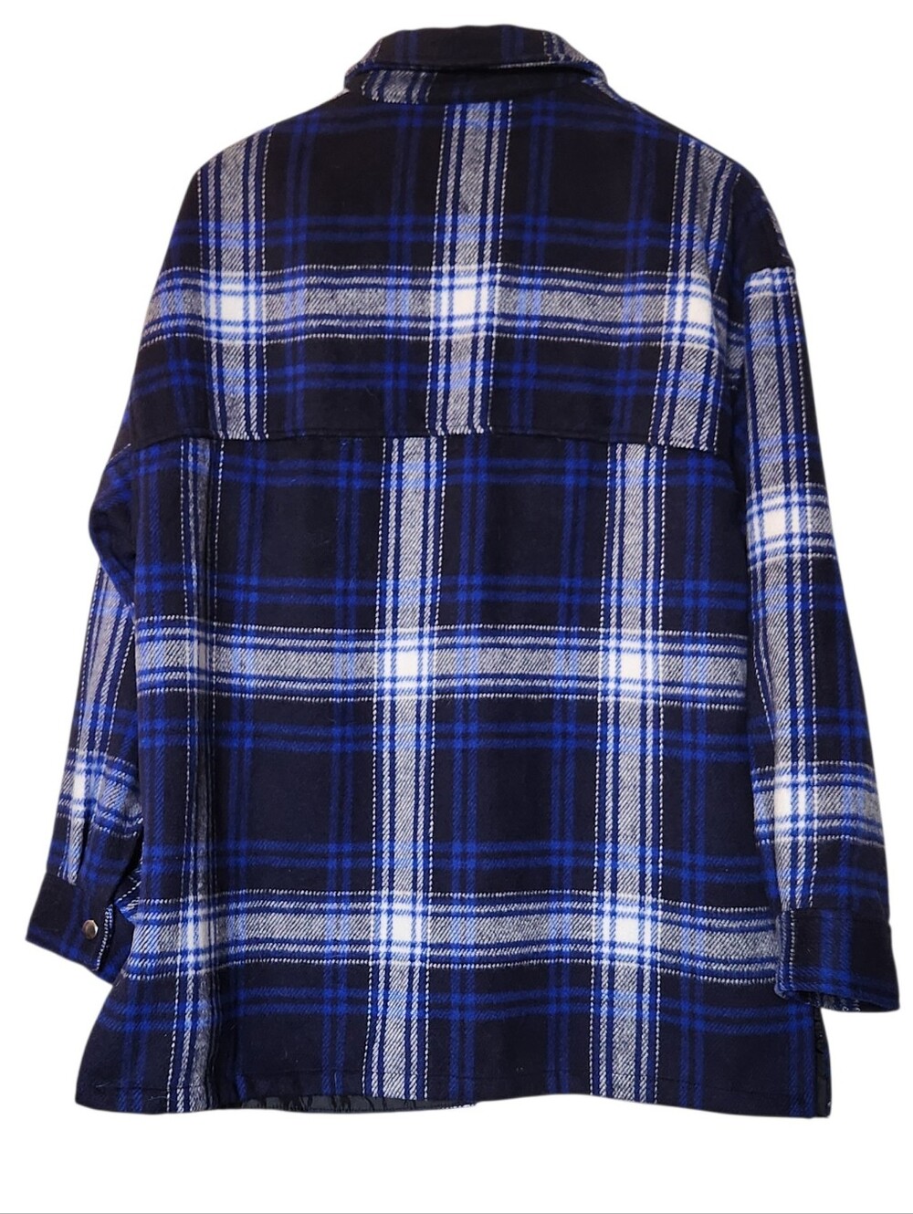 Divided By H&M Blue & White Plaid Button-Up Shirt Jacket Mens Medium - Picture 2 of 4
